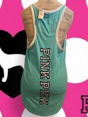 2016 Victoria’s Secret PINK • Aqua Racerback Tank top PINK Logo • SIZE - L • NWT